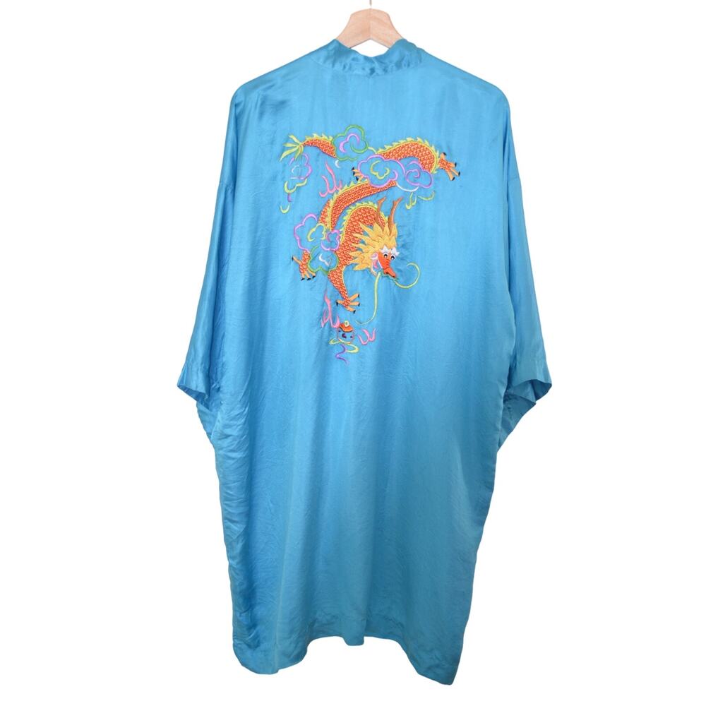 Vintage Chinese SIlk Embroidered Dragon Robe